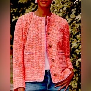 J. Jill Pink Textured Tweed Blazer